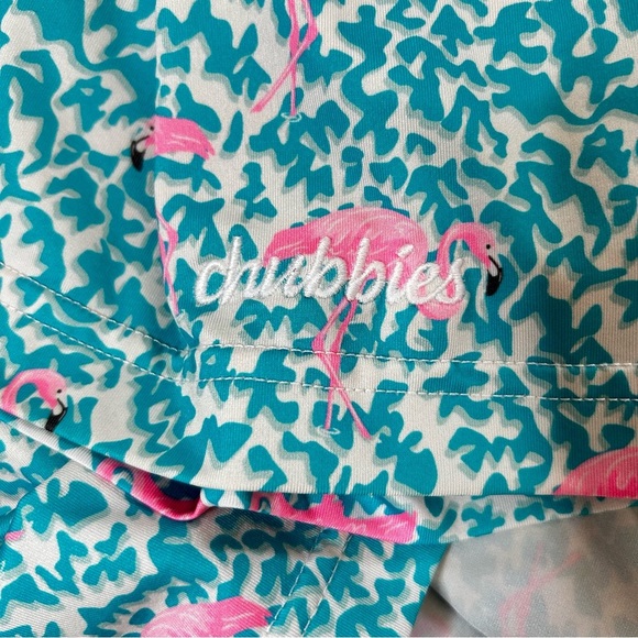 Chubbies Teal Pink Flamingo Polo Shirt Poolside Size XL Vacation Resort Wear - Picture 5 of 14